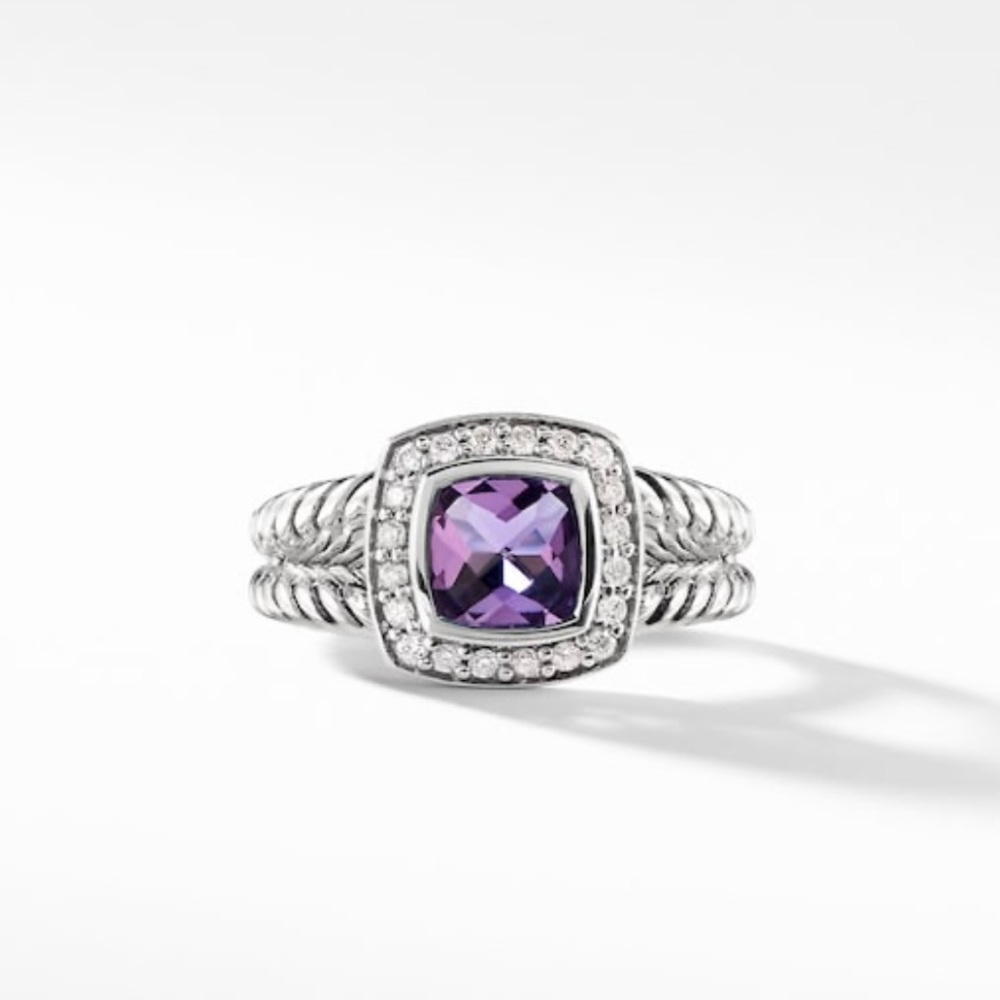Petite Albion® Ring with Amethyst and Diamonds